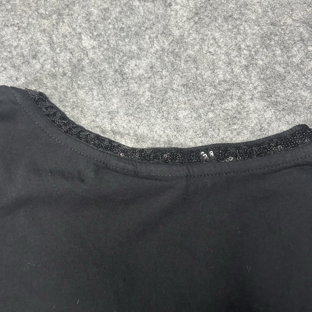 Harley Davidson Sequin Women's Large V Neck Skull Long Sleeve Black Shirt Y2k - Picture 9 of 9